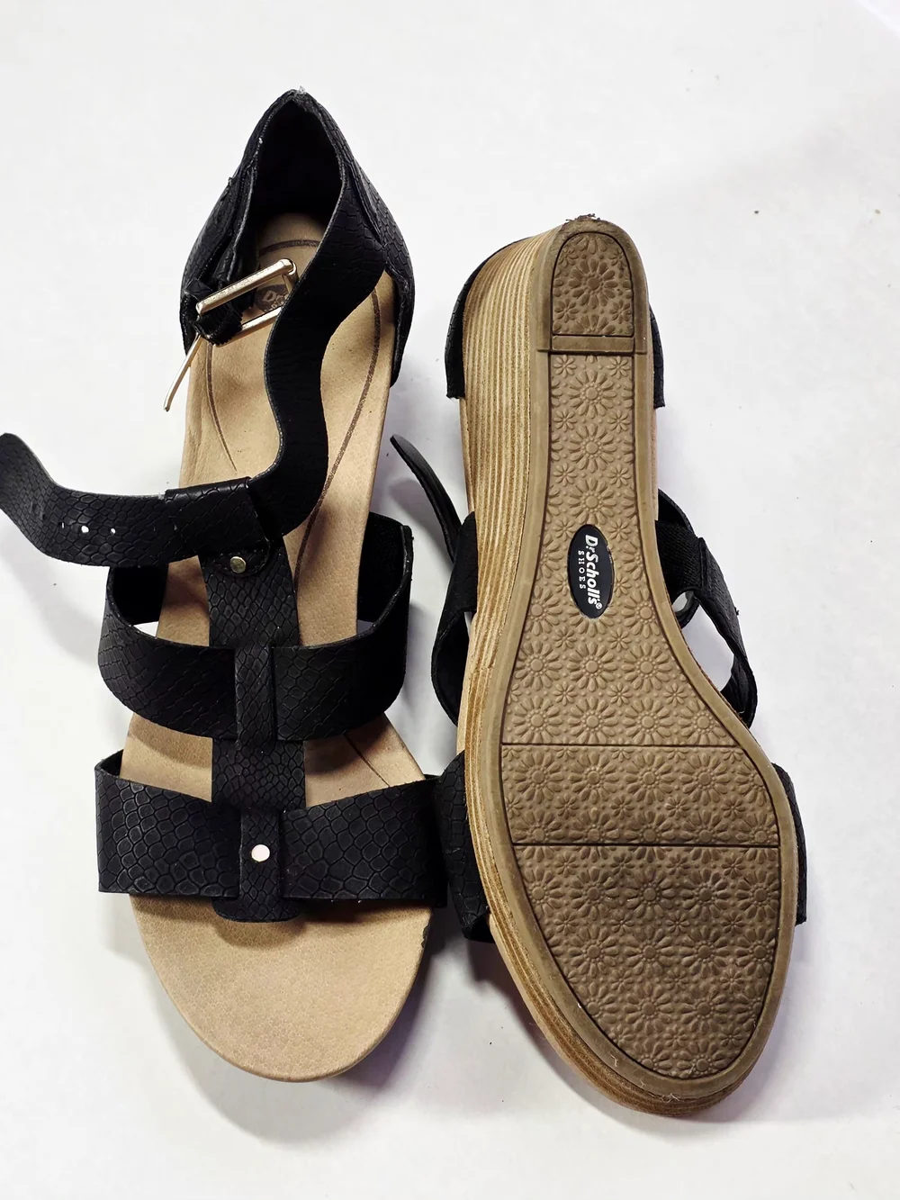 Dr. Scholl's Shoes Emerge Black Open Toe Strappy Wedge Sandals US Women's 8.5 M